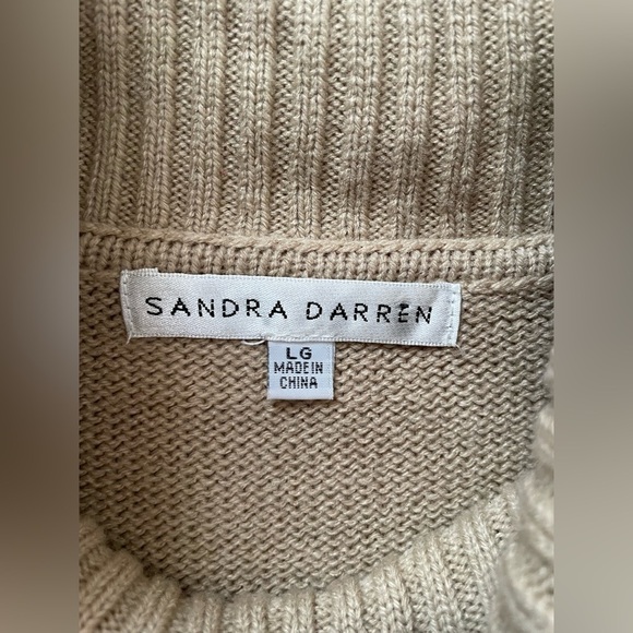 SANDRA DARREN Beige Tan sweater dress sz L - Picture 8 of 8